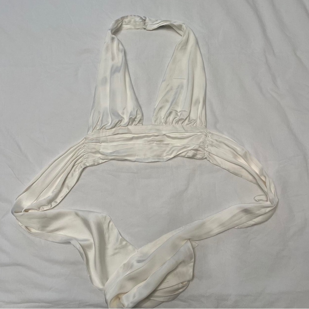 White silky halter top